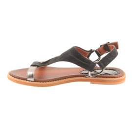 M.Daszyński Sandale s ravnom potpeticom Daszyński srebrno-crne crno siva 2