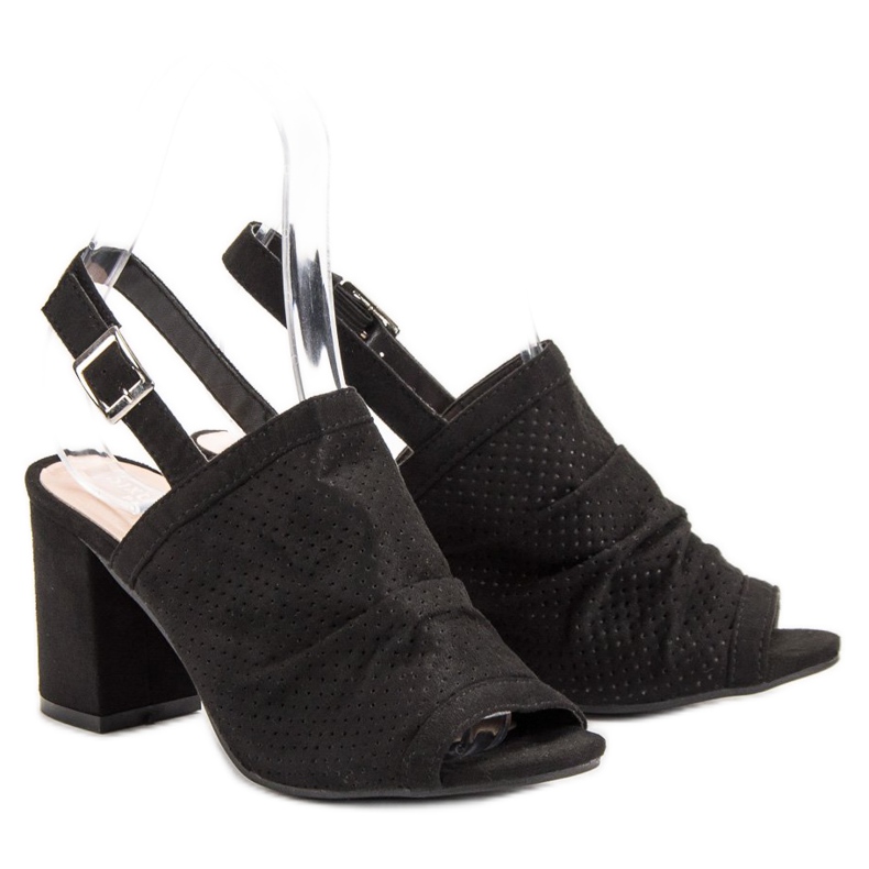 Sixth Sense Ažur sandale na šanku crna 2