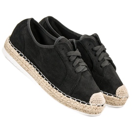 Ideal Shoes Espadrile na vezanje crno 1