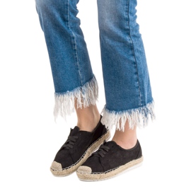 Ideal Shoes Espadrile na vezanje crna 2