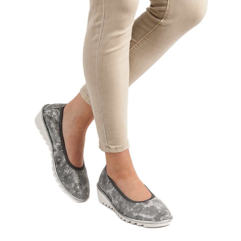 Filippo Svijetle sive kožne baletne cipele siva 1