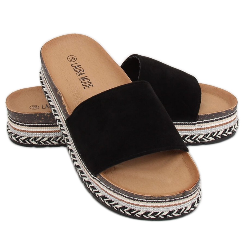 Crne LS-117 Crne papuče s visokim potplatom crno 1