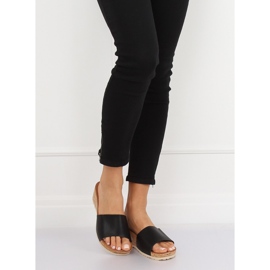 Crne papuče s klinom od pluta 3527-12 Crne crno 2