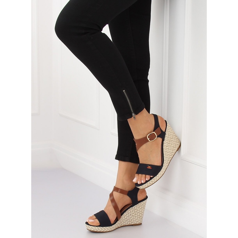 Sandale na klin BL-360 Navy smeđa tamnoplava 1