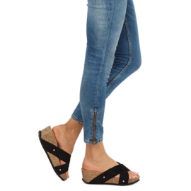 Crne G1560 Crne papuče na klin crna 1