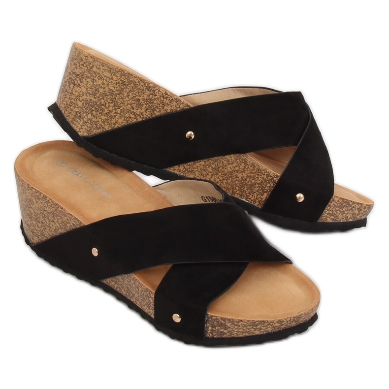 Crne G1560 Crne papuče na klin crna 2