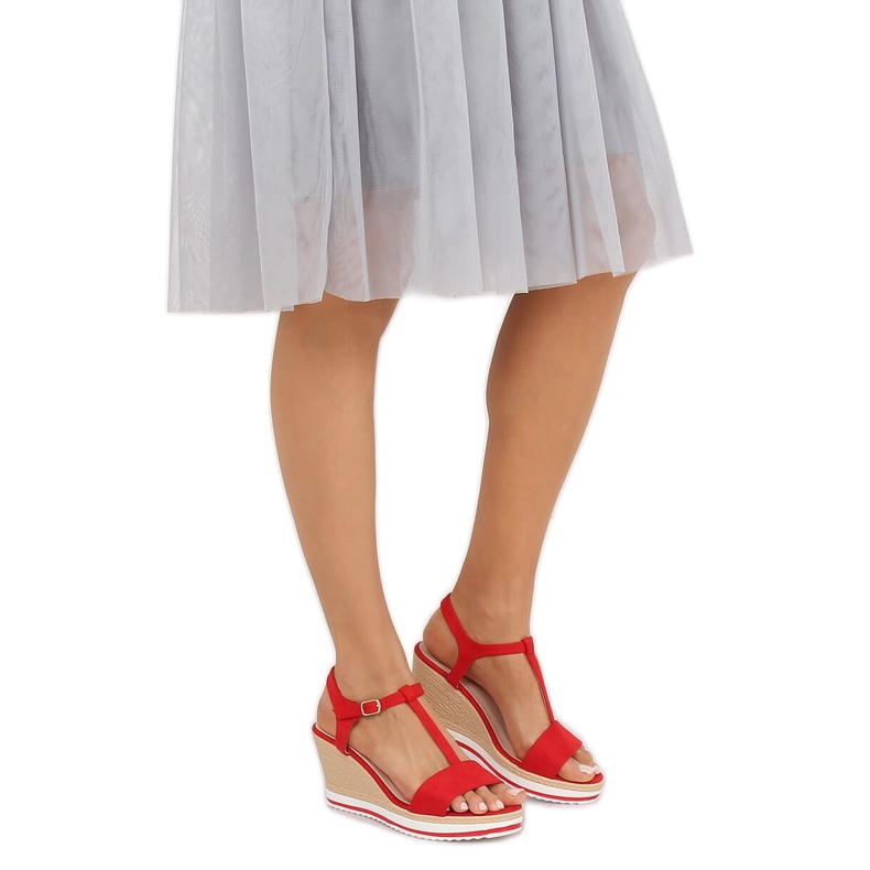 Crvene sandale na klinastu petu H-59 Red crvena 1