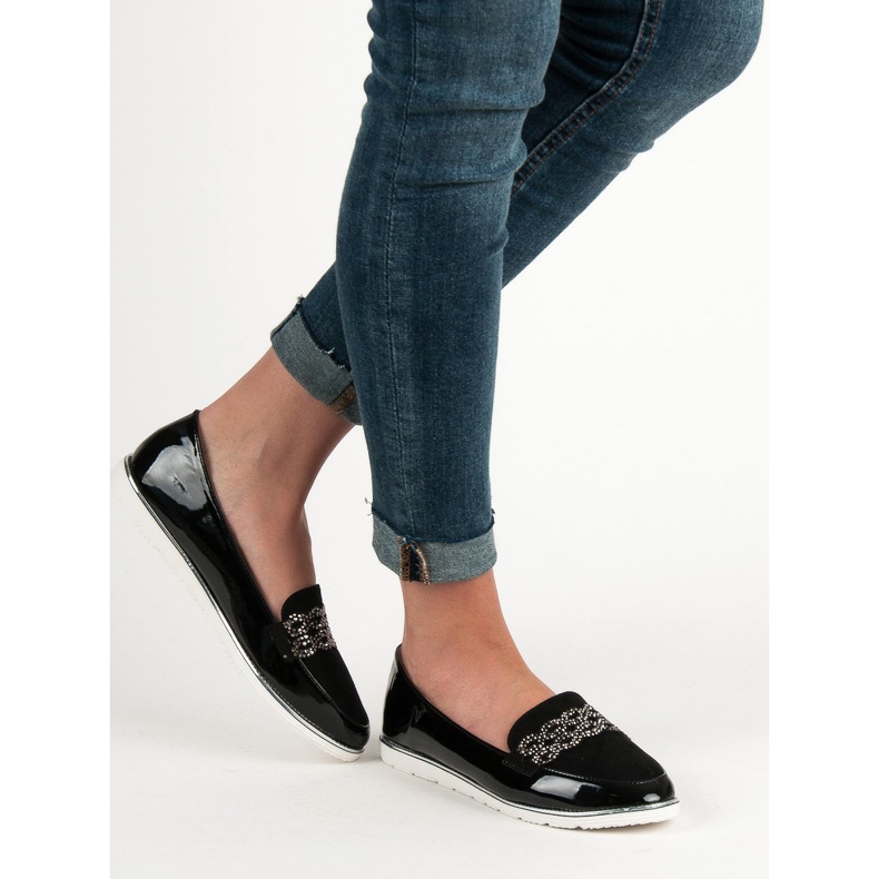 SHELOVET Lakirane mokasine crna 1