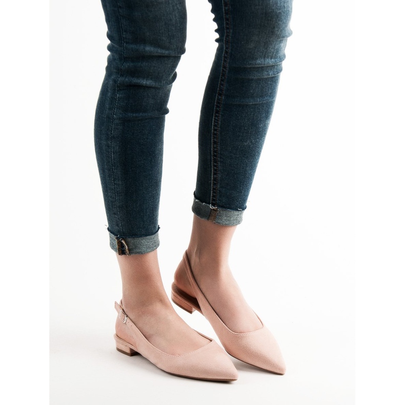 SHELOVET Modne balerinke od antilopa ružičasta 2