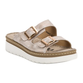 Filippo Udobne kožne papuče smeđa žuta boja 1