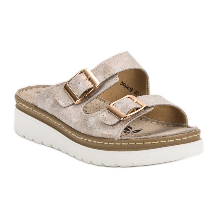 Filippo Udobne kožne papuče smeđa žuta boja 1