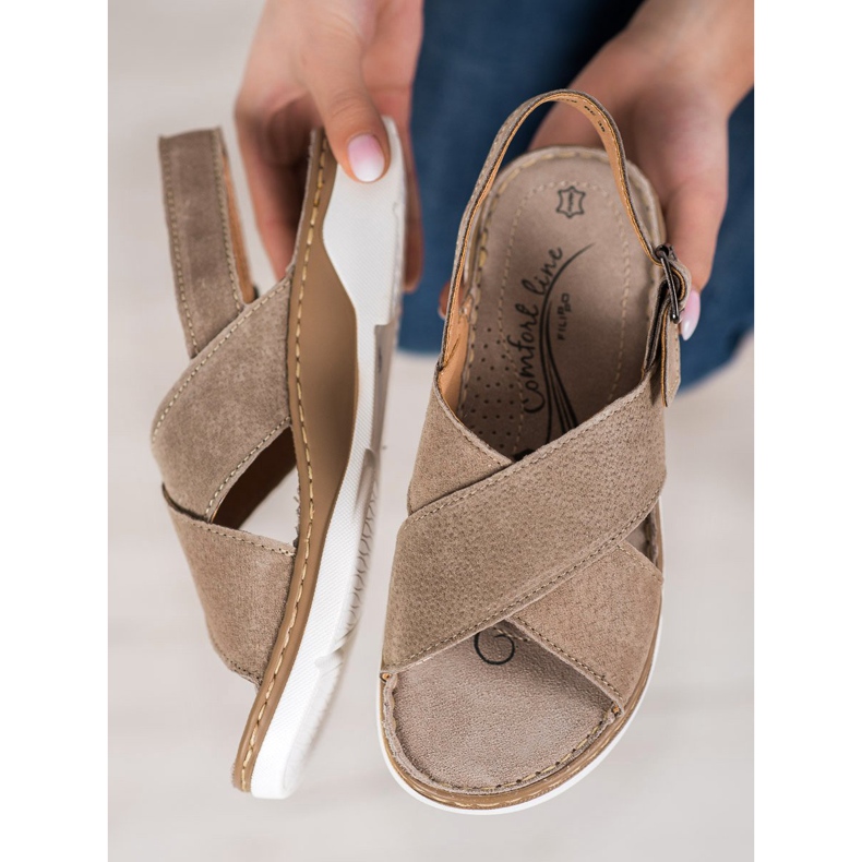 Filippo Kožne sandale na platformi smeđa 1