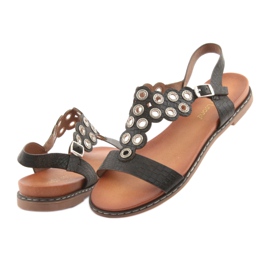 Sergio Leone Ženske sandale s crnim kamenčićima Sergia Leonea crna 4