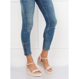 Bež sandale na klin espadrile LY9109 Bež 2