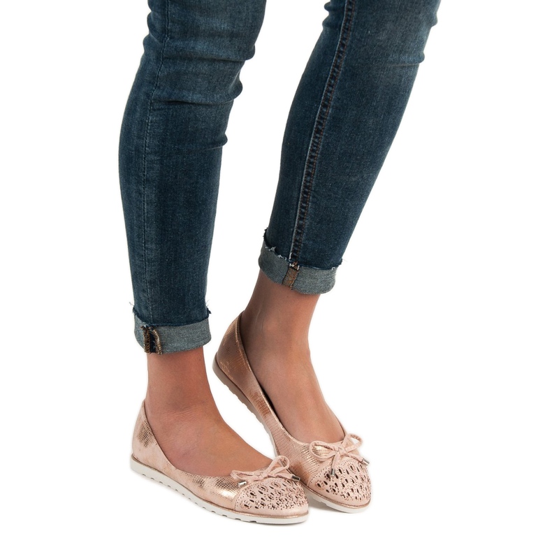 SHELOVET Ležerne balerine žuta boja ružičasta 2