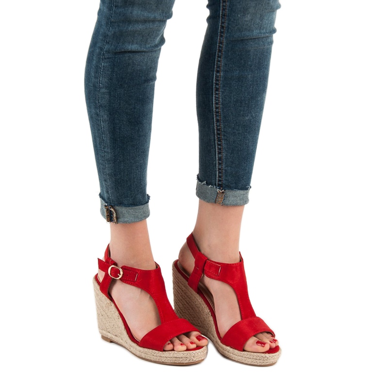 Anesia Paris Modne sandale na klin crvena 2