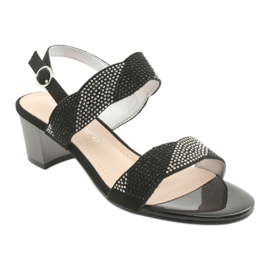 Sergio Leone Sandale na SK795 post crno s cirkonima crna 1