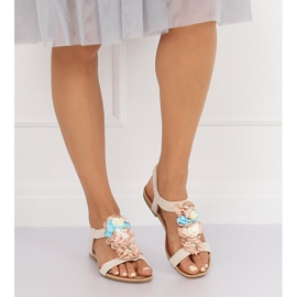 Bež sandale s cvijećem 218-174 Bež 2