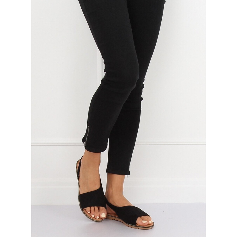 Crne ženske asimetrične sandale 982 Black crno 2