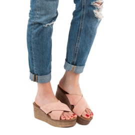 SHELOVET Papuče na klin u prahu ružičasta 2