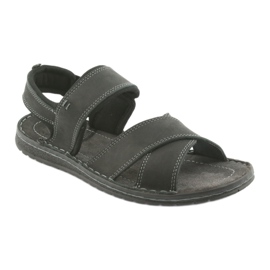 Riko Muške sportske kožne sandale 852 crne crno 1