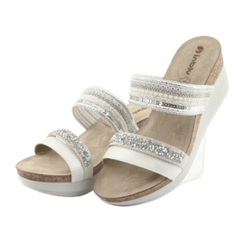 INBLU EN010 srebrne papuče na klin bijela siva 3