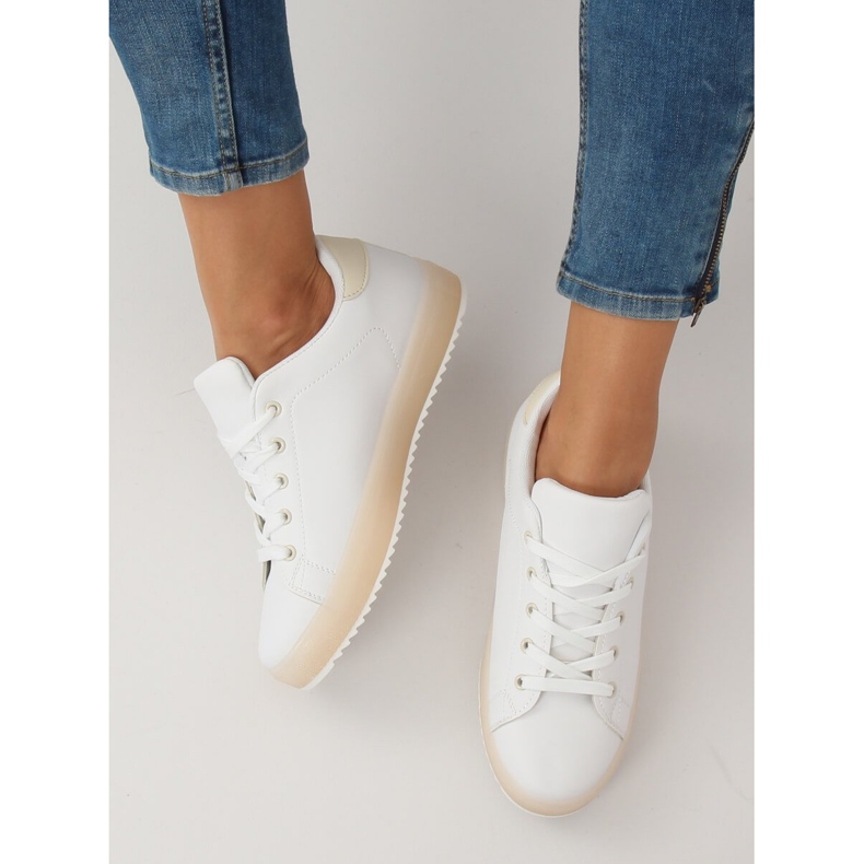 Ženske bijele i bež tenisice 9118 Bež bijela smeđa 2