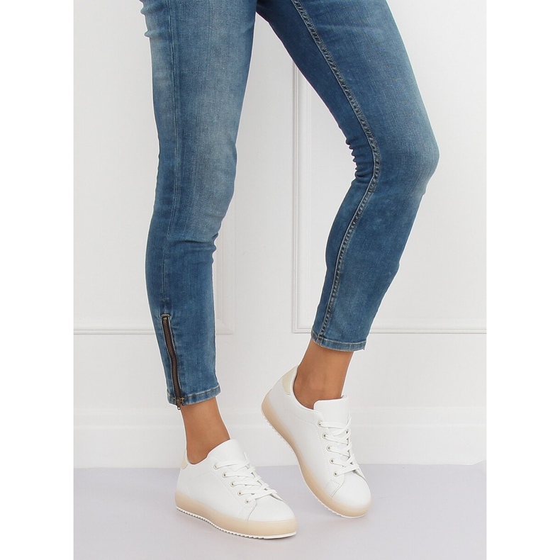 Ženske bijele i bež tenisice 9118 Bež bijela smeđa 1