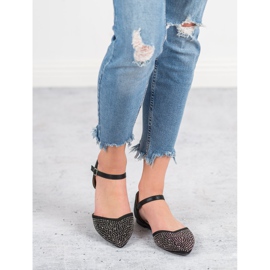 Primavera Pričvršćene balerine s kubnim cirkonijem crno 1