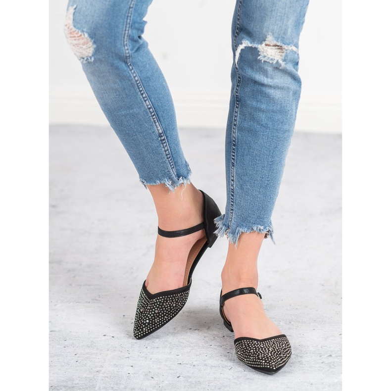 Primavera Pričvršćene balerine s kubnim cirkonijem crno 2