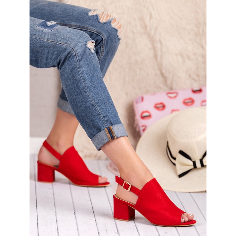 Super Mode Sandale izgrađene na šanku crvena 2