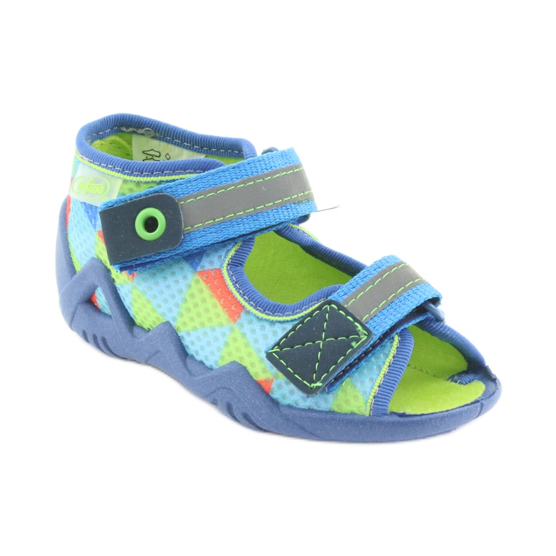 Plave, zelene Befado papuče 250P059 plava naranča zelena 1