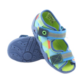 Plave, zelene Befado papuče 250P059 plava narančasta zelena 3