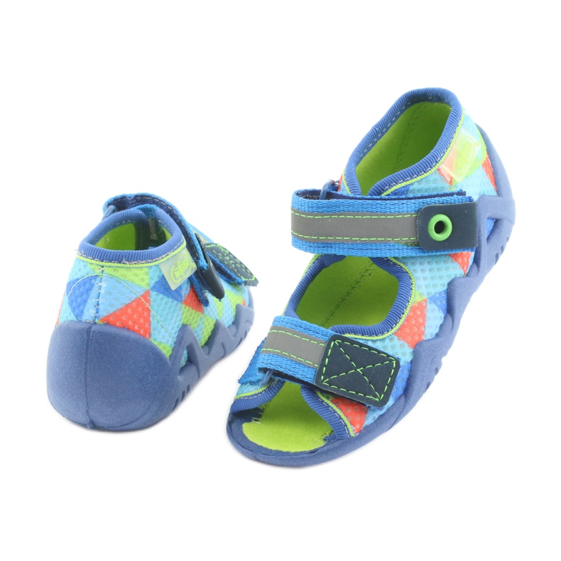 Plave, zelene Befado papuče 250P059 plava naranča zelena 4