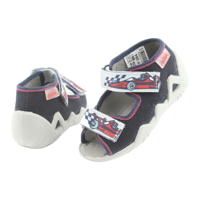 Dječje papuče Befado 250p084 mornarsko plava/crvena s automobilom siva 4