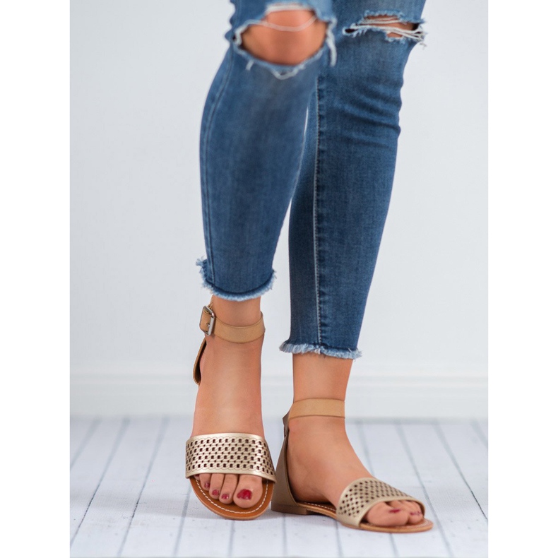 Evento Ažur sandale smeđa žuta boja 1