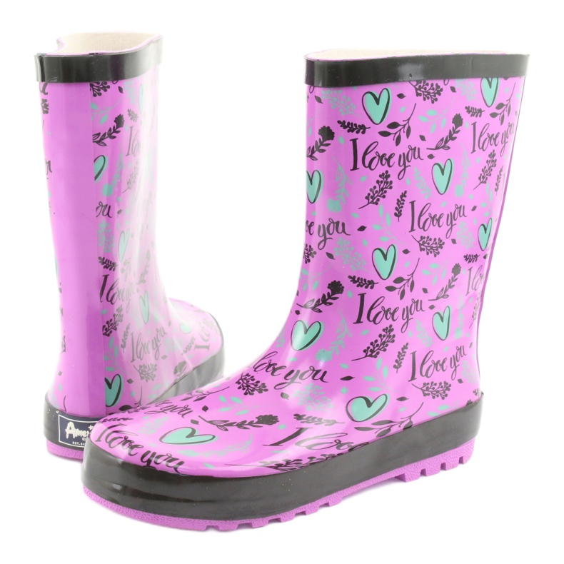 American Club Američke čizme za srce crno ljubičasta zelena 4