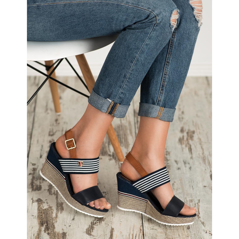 Goodin Mornarske sandale na klin bijela smeđa plava raznobojna 1