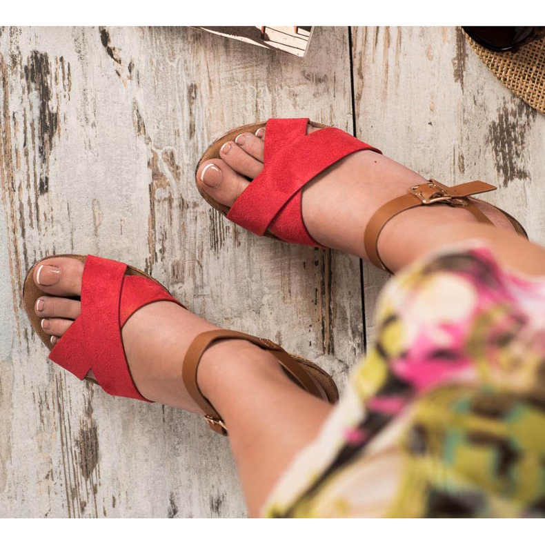 Primavera Sandale na klin smeđa crvena 1