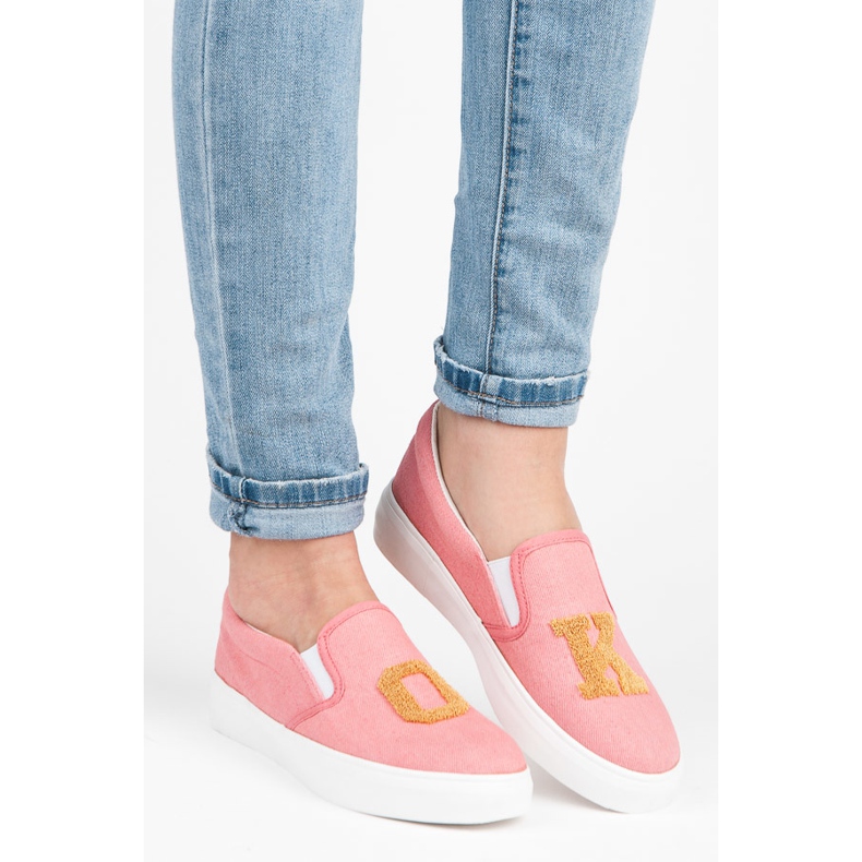 Kylie Ony Slip s zakrpama ružičasta 1