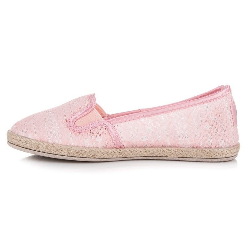 Balada Slip on čipkane espadrile ružičasta 1