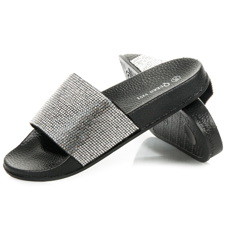 Queen Vivi Papuče s kristalima crno 1