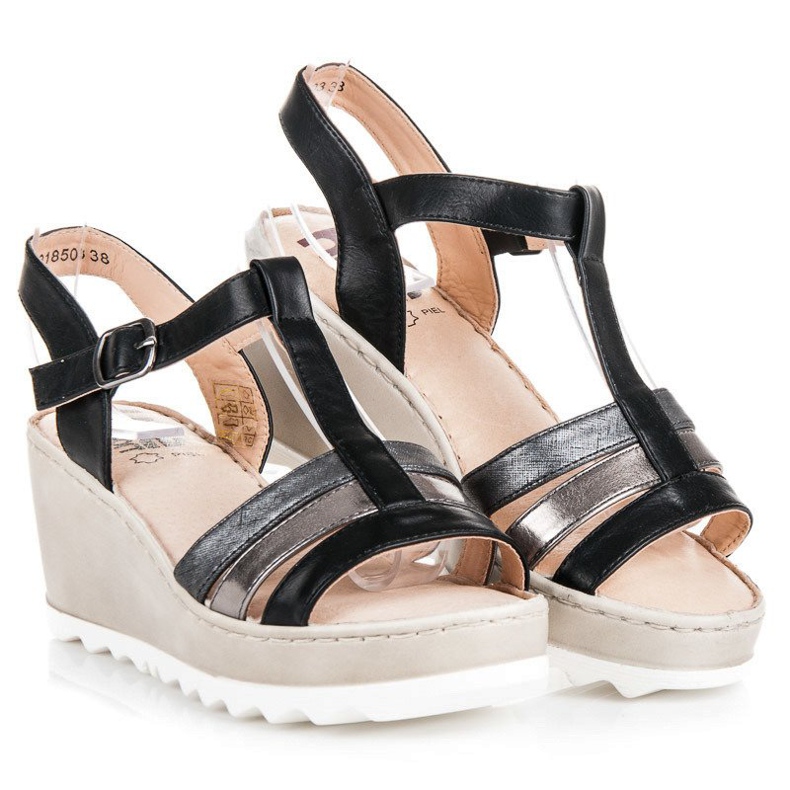 Kylie Sandale na klin crna 1