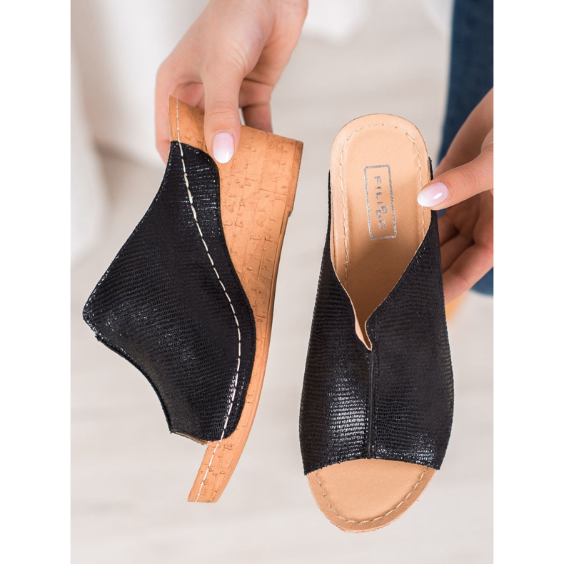 Filippo Crne papuče na klin crno 1