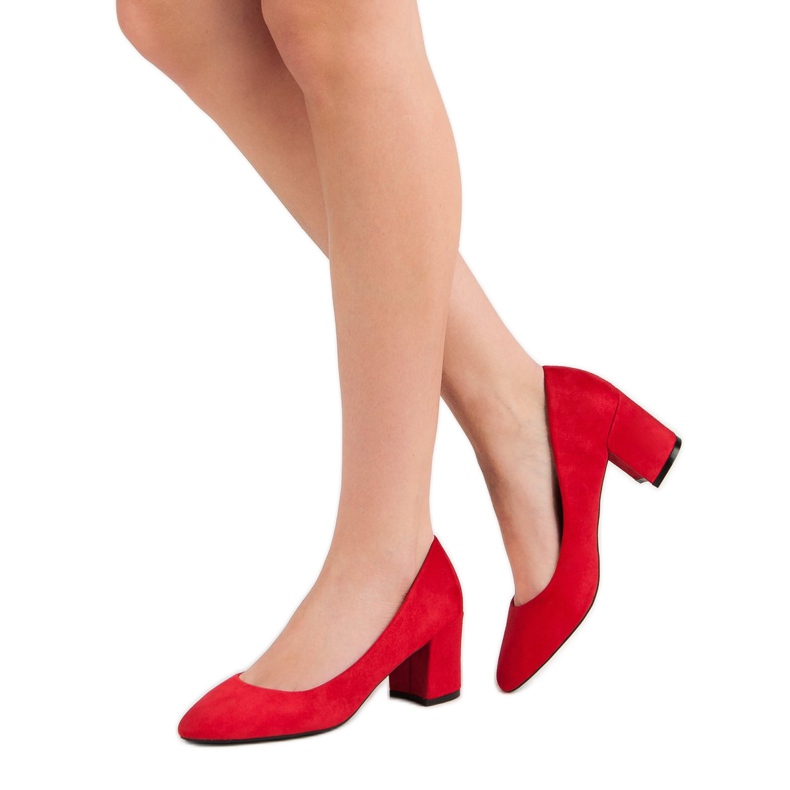Ideal Shoes Crvene pumpe na stupu crvena 2