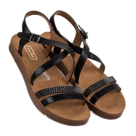 Filippo Crne sandale s kristalima crna 2