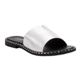 Filippo Udobne sjajne papuče siva 1