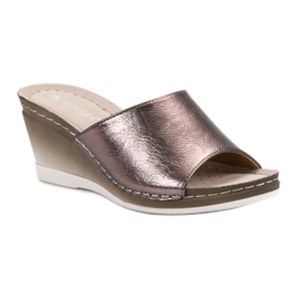 VINCEZA sandale na klin siva 1