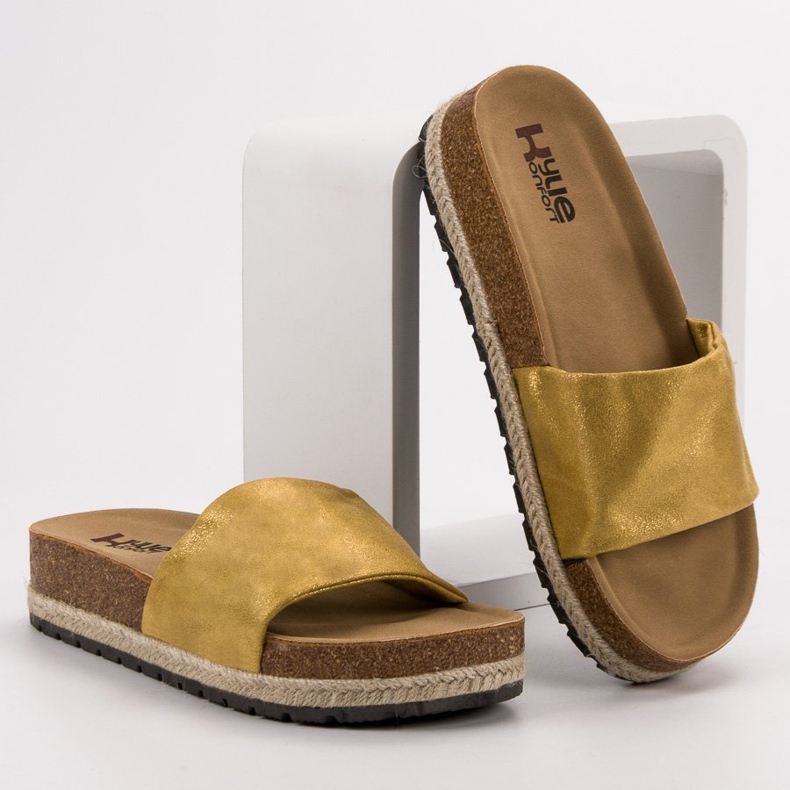 Kylie Sjajne papuče od senfa žuta boja 1