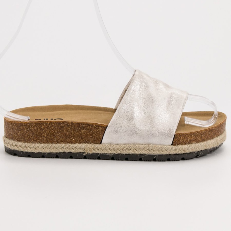 Kylie Sjajne srebrne papuče siva 2